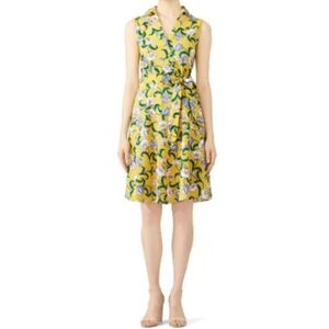 Moon River Yellow Floral Faux Wrap Dress